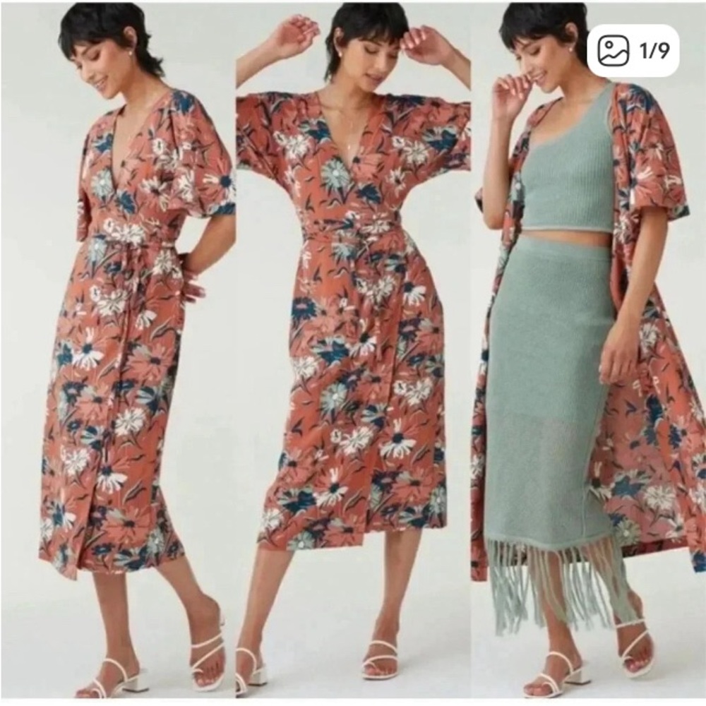 Floral Wrap Dress in Coral by VETTA
